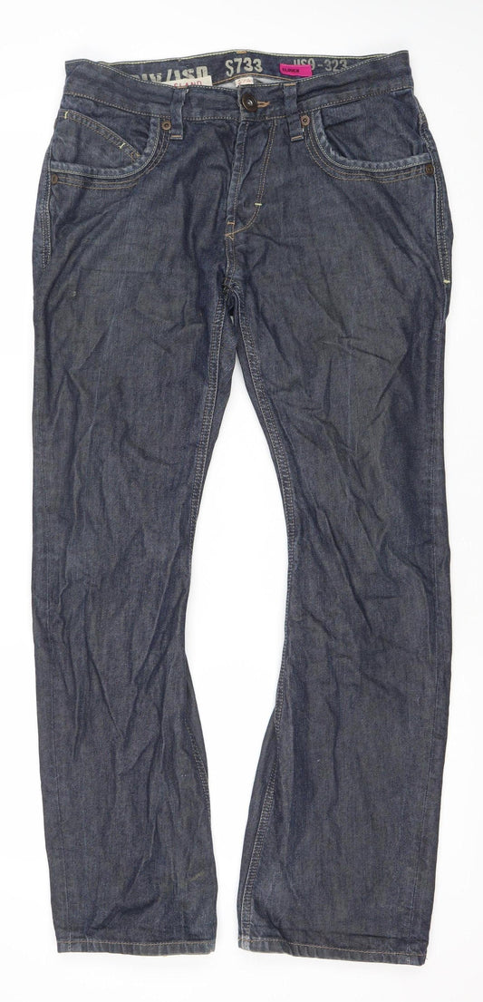 River Island Men's Blue 30W 30L Straight Denim Jeans