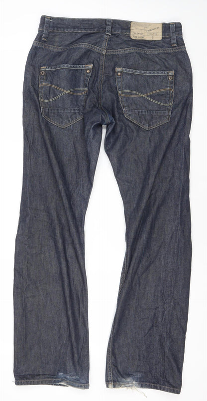 River Island Men's Blue 30W 30L Straight Denim Jeans