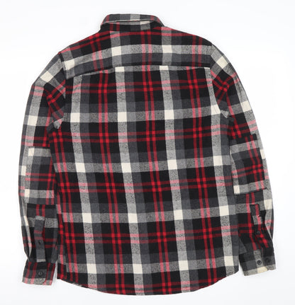 River Island Men’s Black Check Flannel Shirt S Regular Fit Long Sleeve