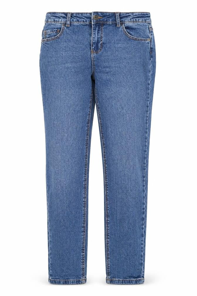 Front view of Denim Co. Teens Blue Slim Jeans 13-14Y Classic 5-Pocket Design