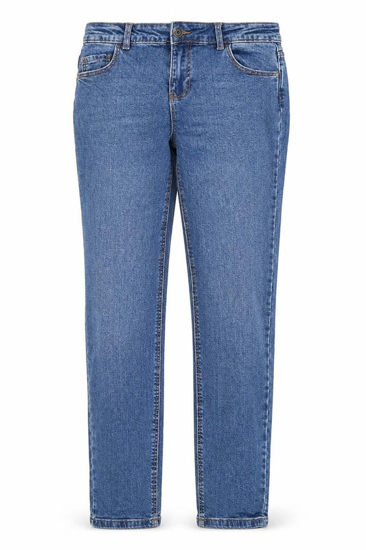 Front view of Denim Co. Teens Blue Slim Jeans 13-14Y Classic 5-Pocket Design