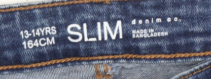 Denim Co. Teens Blue Slim Jeans 13-14Y Classic 5-Pocket Design