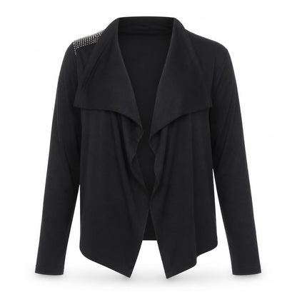 Vero Moda Womens Black Studded Shoulder Open Cardigan XS