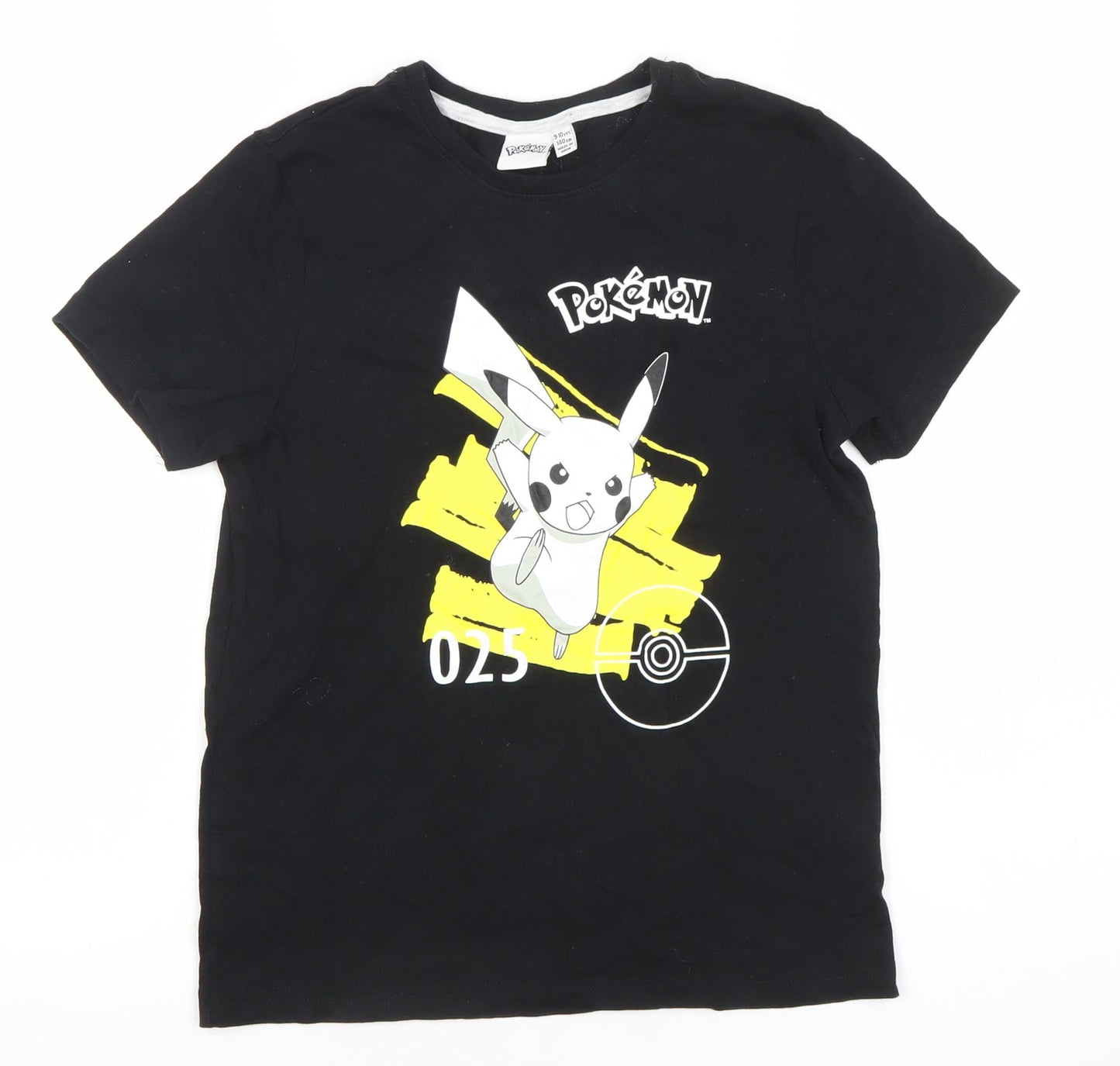 Pokémon Boys Black Pikachu Graphic T-Shirt 9-10 Years Cotton Tee