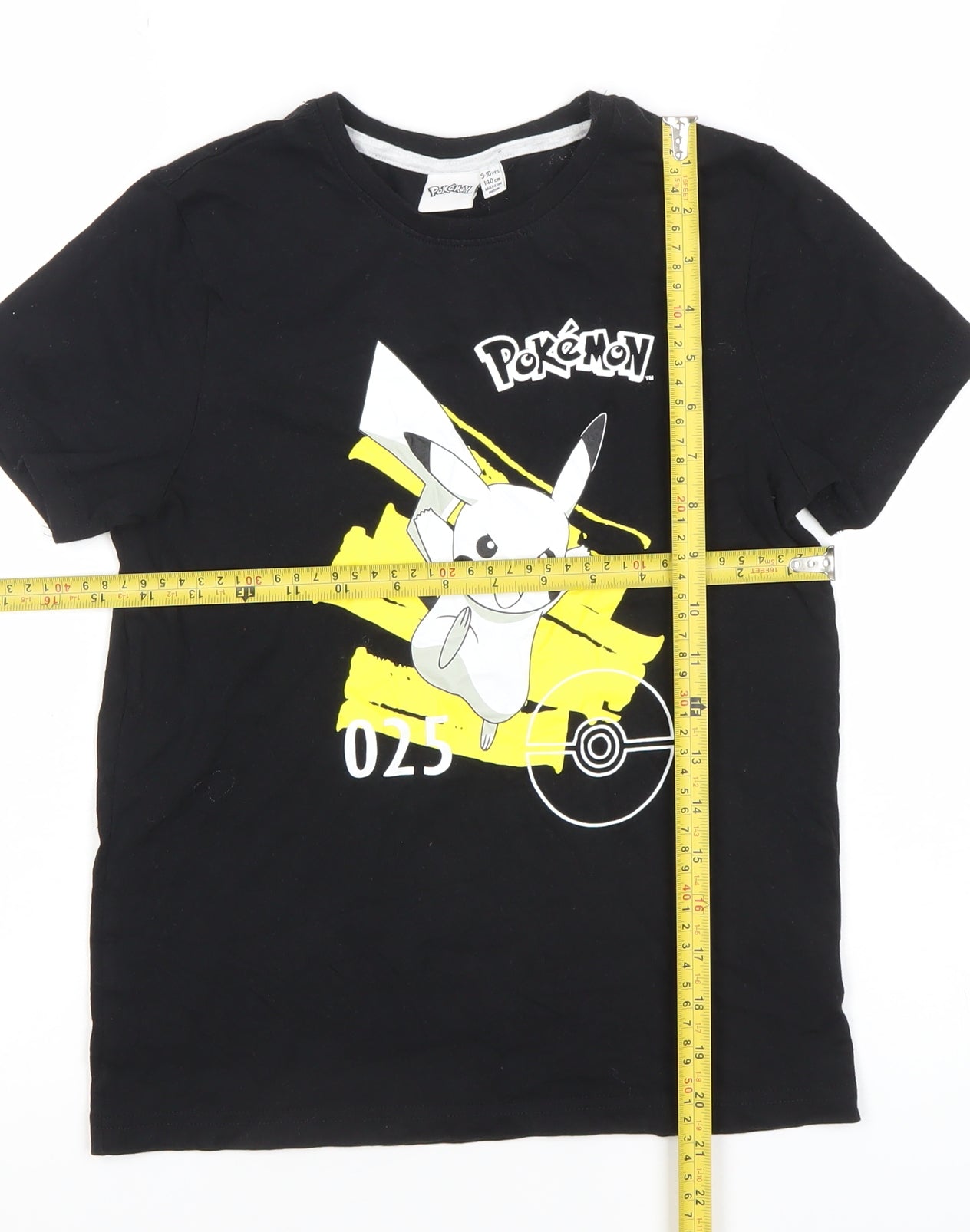 Pokémon Boys Black Pikachu Graphic T-Shirt 9-10 Years Cotton Tee