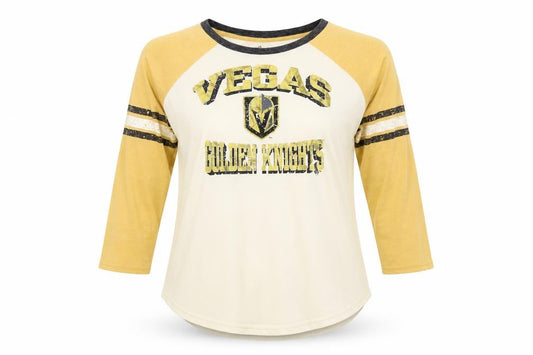 G-III 4HER by Carl Banks Women's Yellow Vegas Golden Knights Raglan T-Shirt M
