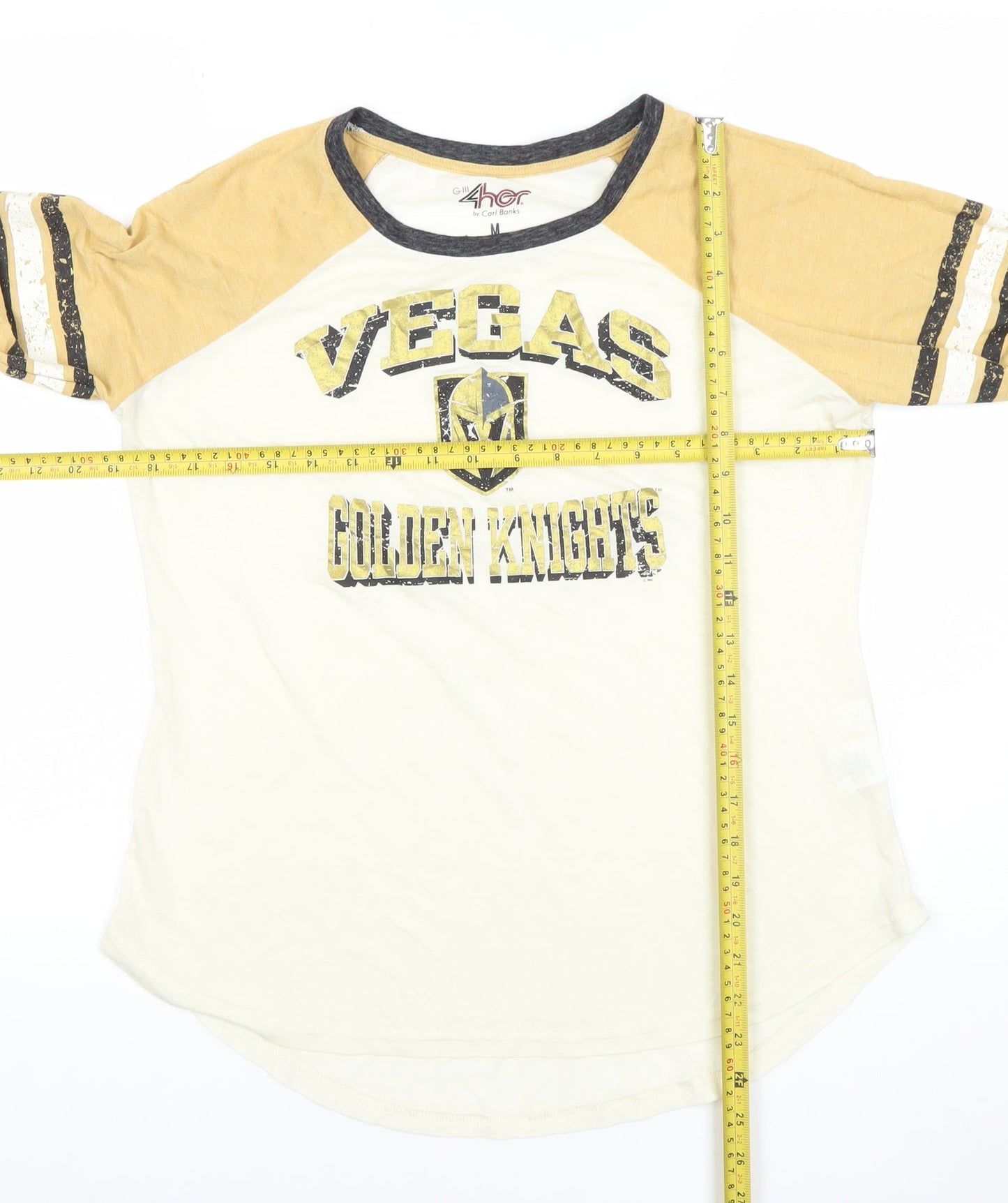 G-III 4HER by Carl Banks Women's Yellow Vegas Golden Knights Raglan T-Shirt M