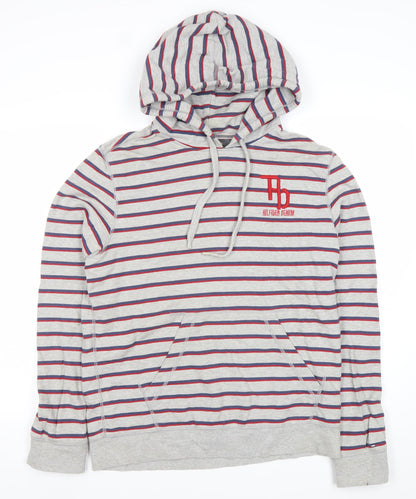 Tommy Hilfiger Men’s Grey Striped Pullover Hoodie Size L