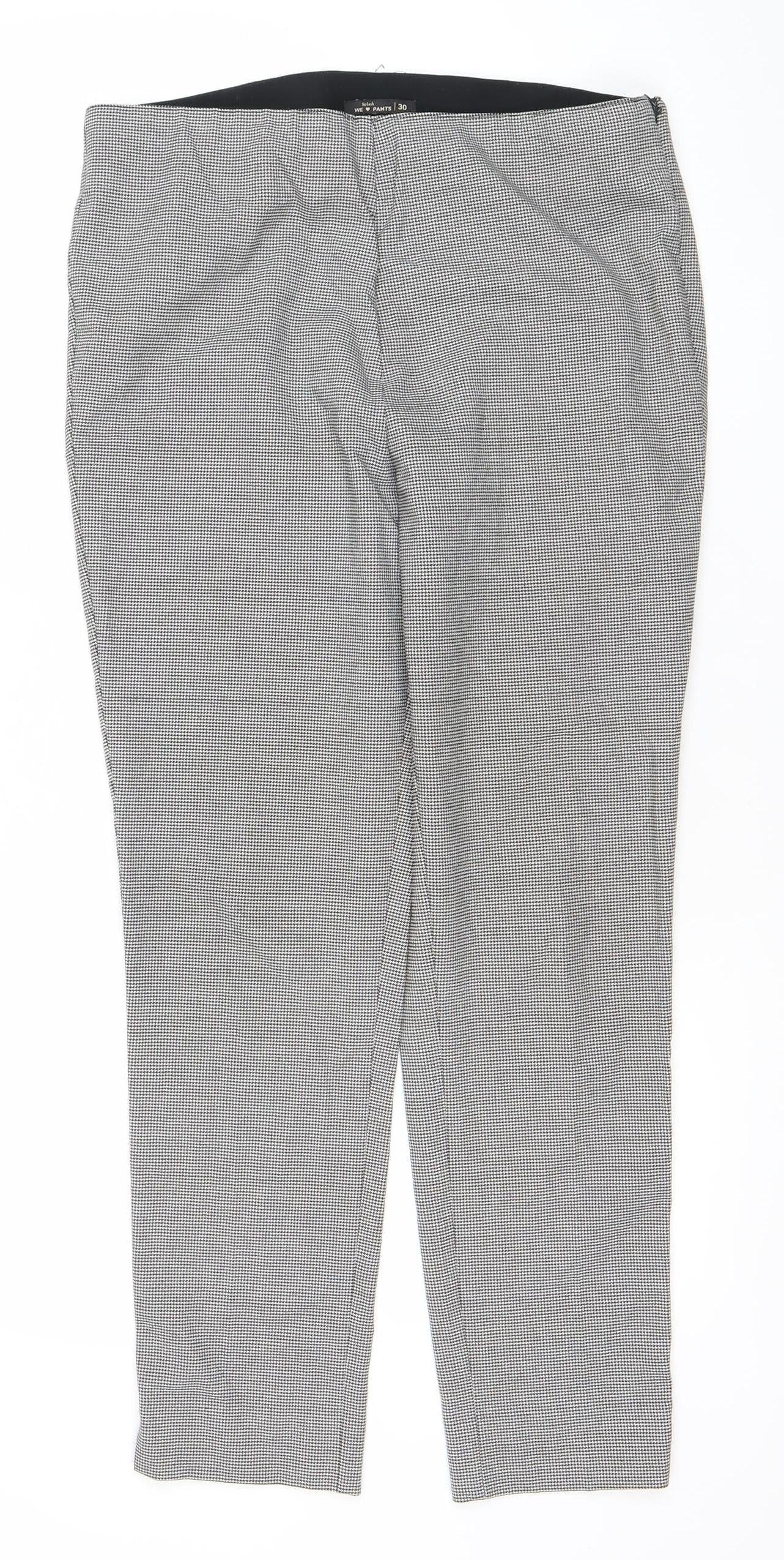 Splash Women’s Black Check Straight Leg Trousers Size 30 Comfortable Stretch Workwear