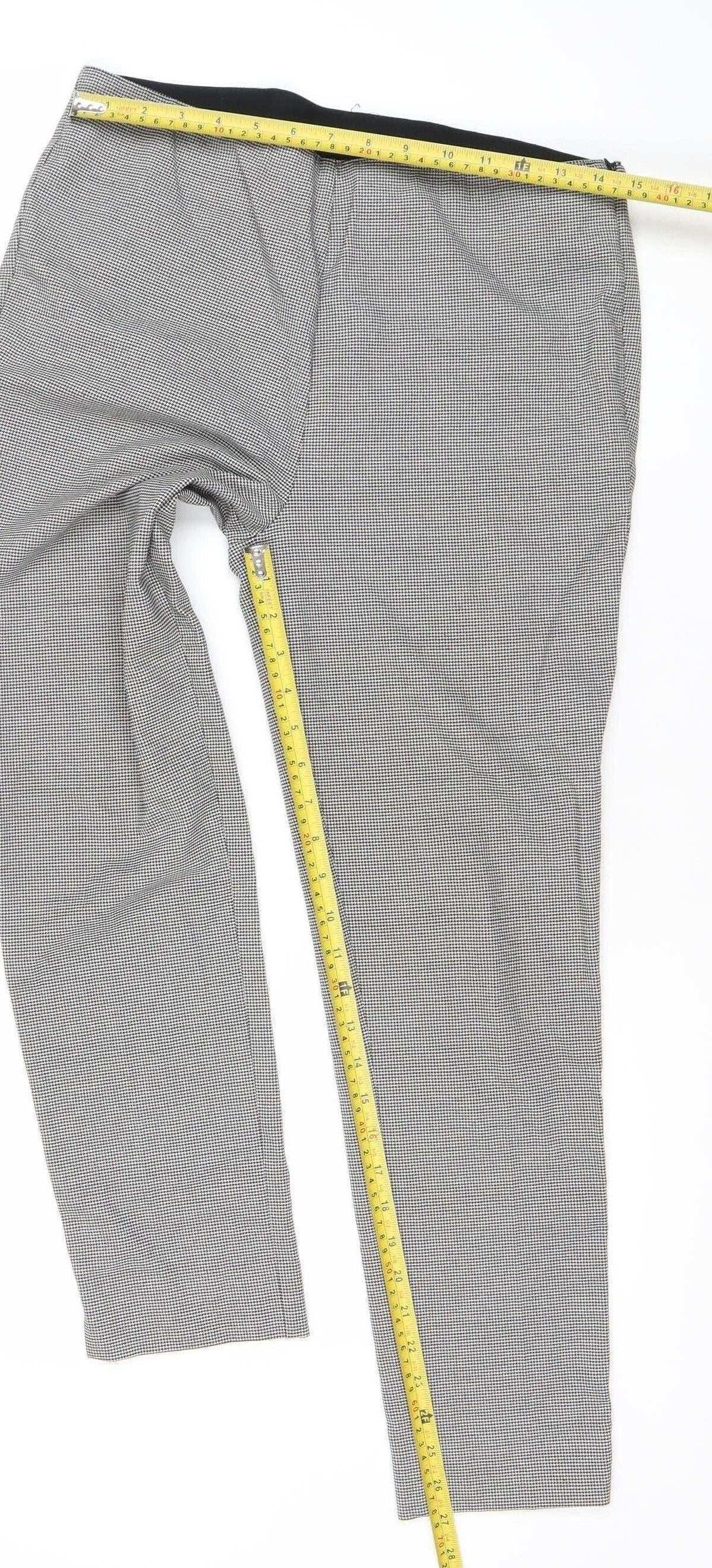 Splash Women’s Black Check Straight Leg Trousers Size 30 Comfortable Stretch Workwear