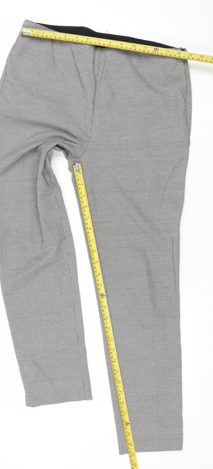 Splash Women’s Black Check Straight Leg Trousers Size 30 Comfortable Stretch Workwear