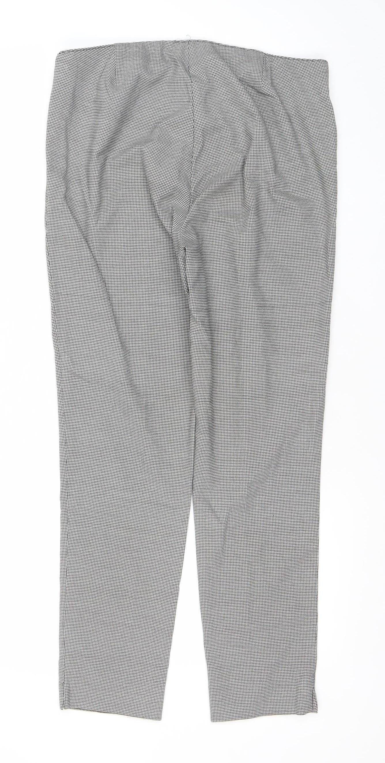 Splash Women’s Black Check Straight Leg Trousers Size 30 Comfortable Stretch Workwear