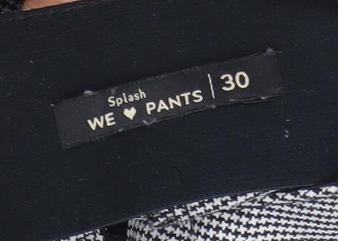 Splash Women’s Black Check Straight Leg Trousers Size 30 Comfortable Stretch Workwear