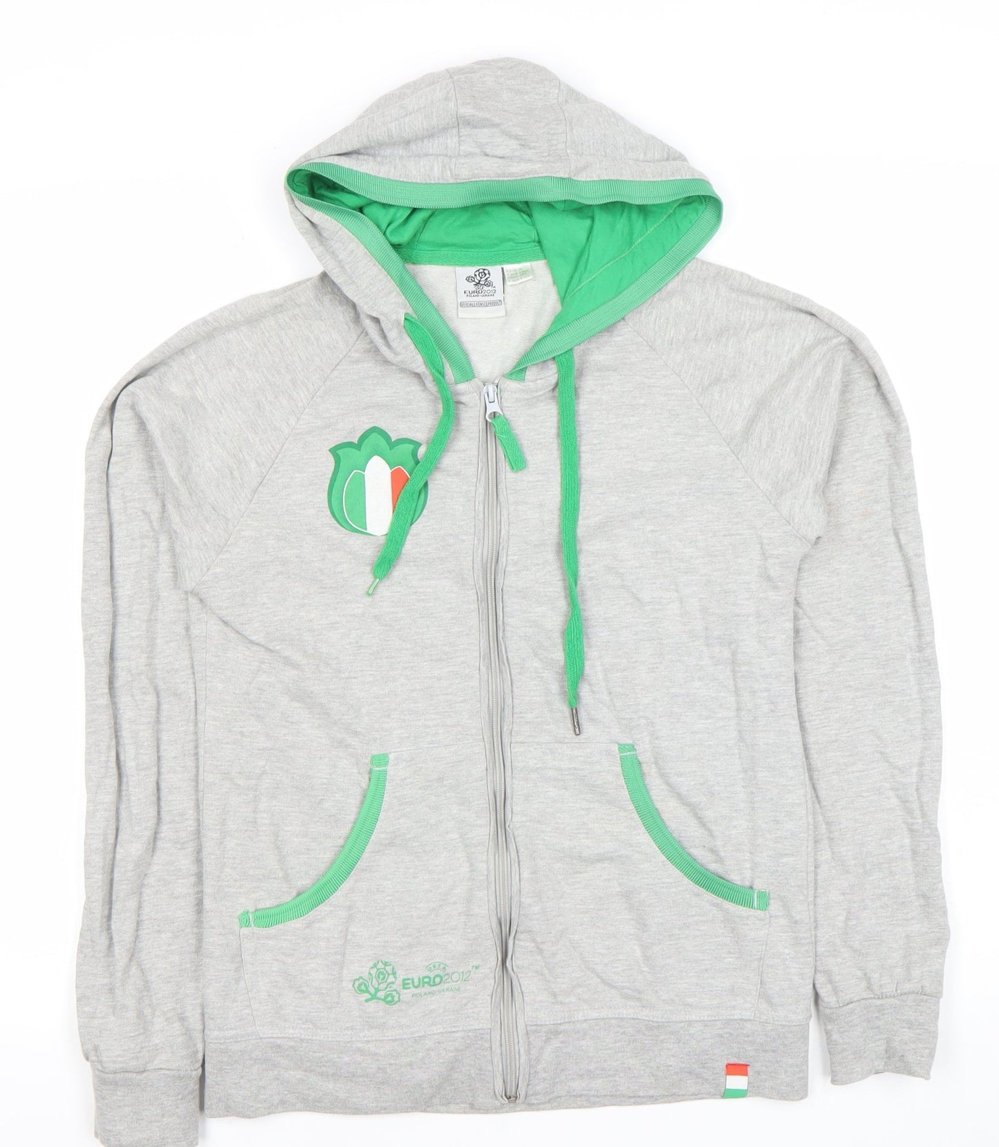 UEFA Euro 2012 Women's Grey Green Full Zip Hoodie Size S