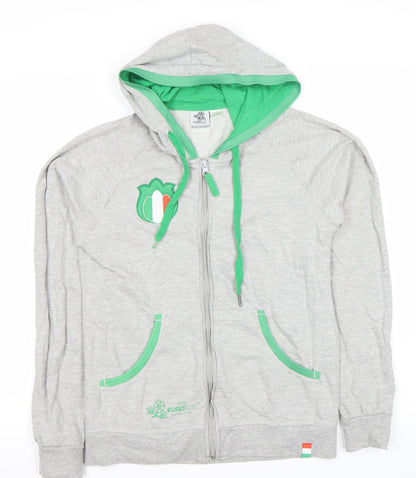 UEFA Euro 2012 Women's Grey Green Full Zip Hoodie Size S