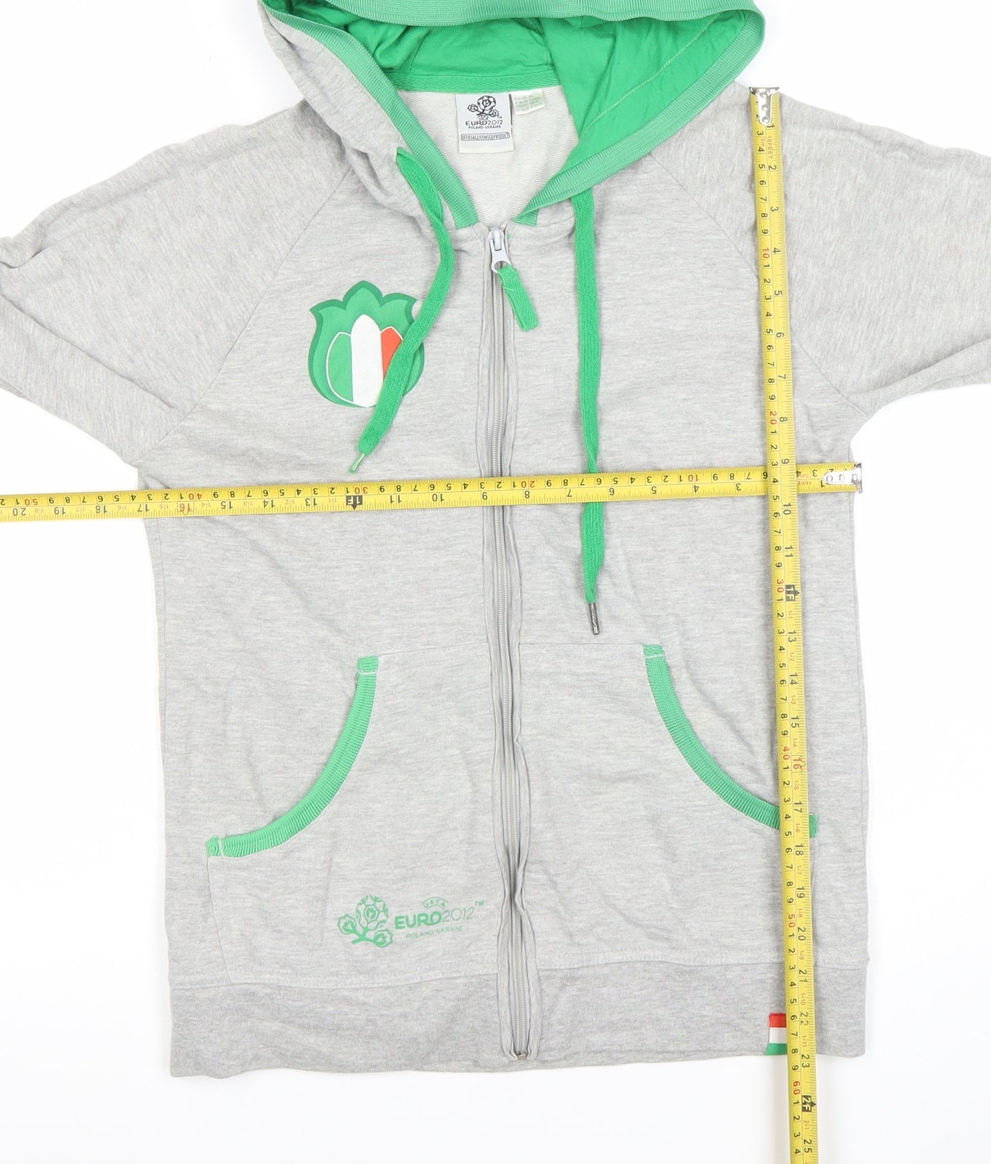UEFA Euro 2012 Women's Grey Green Full Zip Hoodie Size S