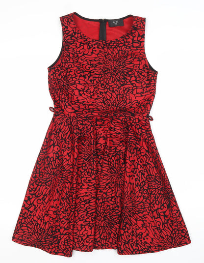 Armani Exchange Women's Red Fit & Flare Floral Knee Length Dress Size 10