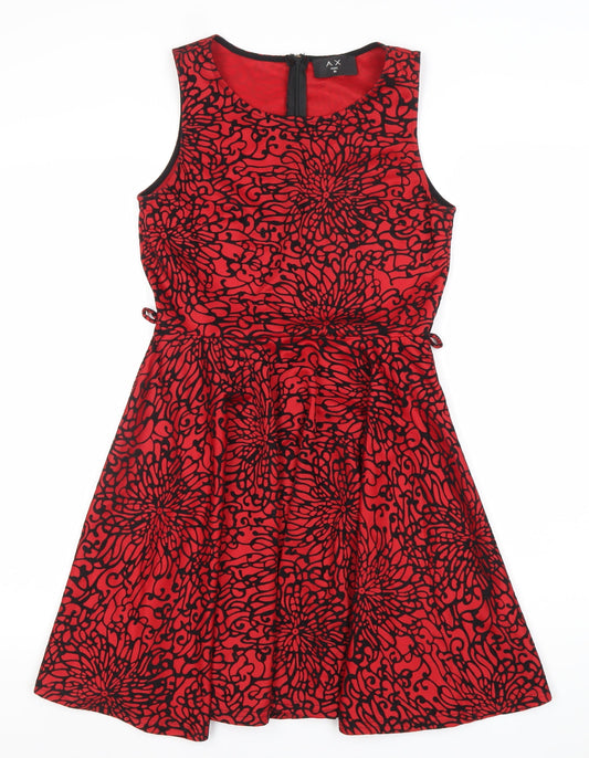 Armani Exchange Women's Red Fit & Flare Floral Knee Length Dress Size 10