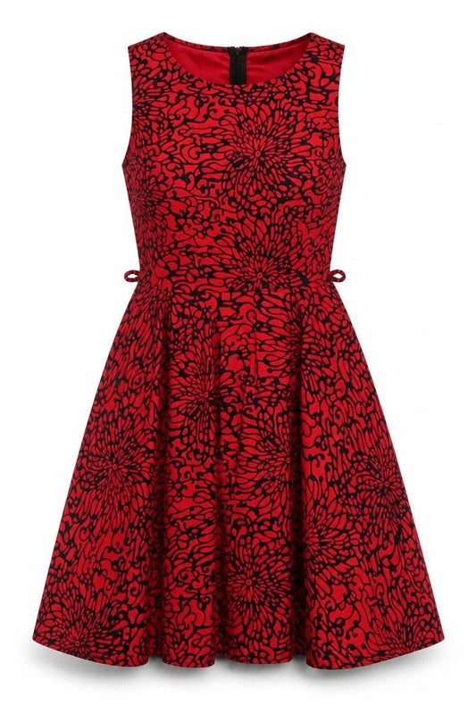 Armani Exchange Women's Red Fit & Flare Floral Knee Length Dress Size 10