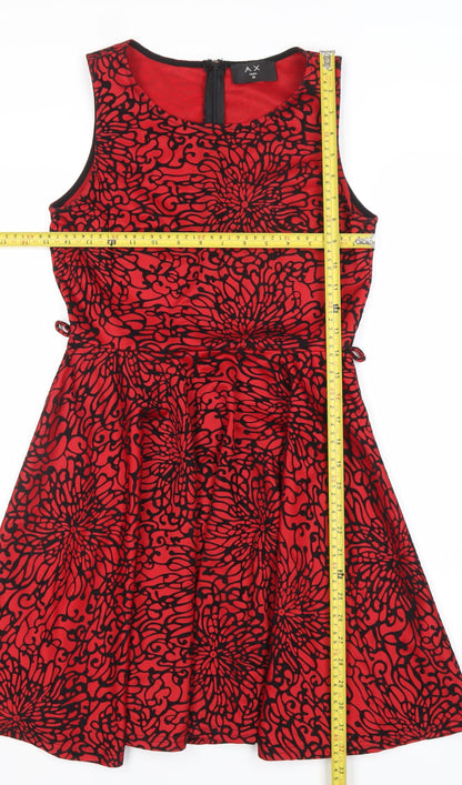 Armani Exchange Women's Red Fit & Flare Floral Knee Length Dress Size 10