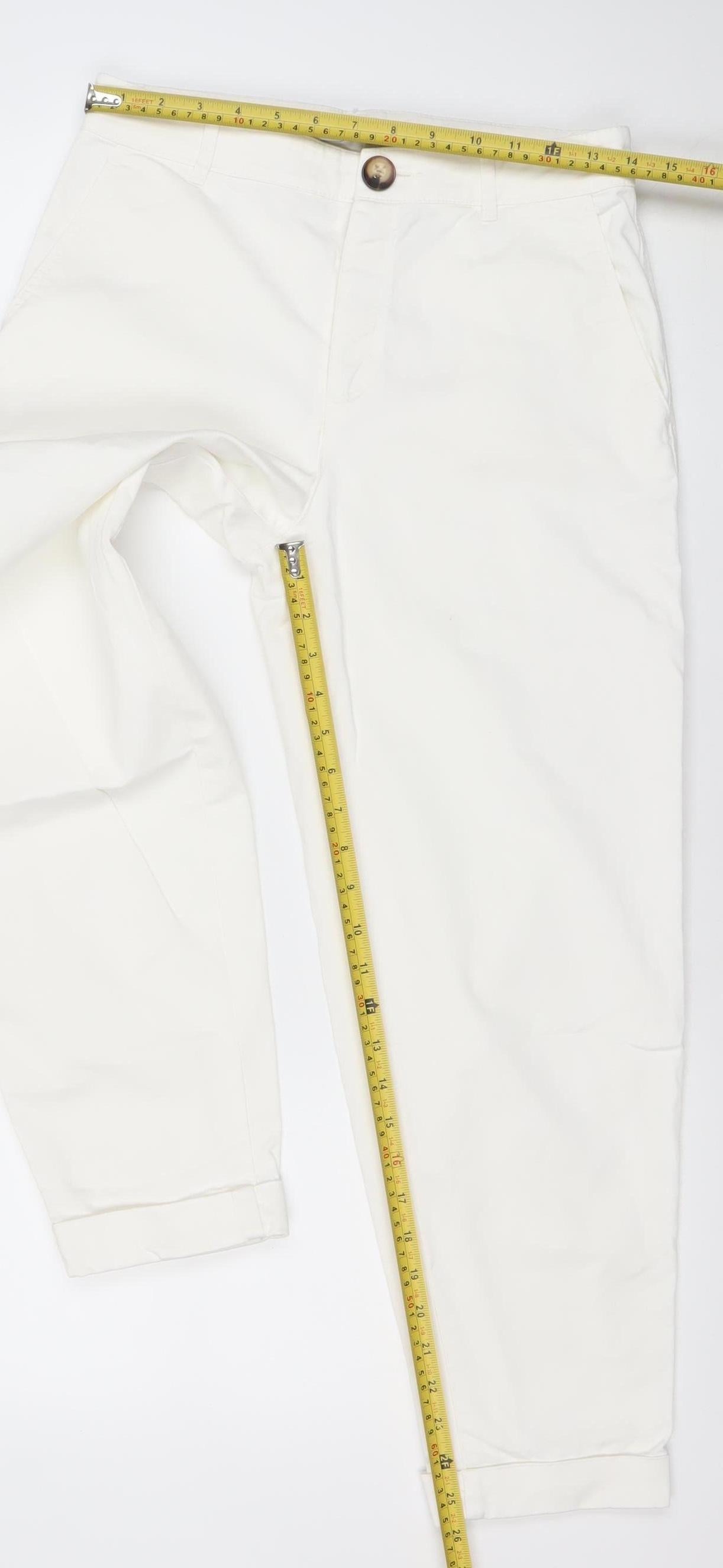 Zara Women's White Straight Leg Cotton Blend Jeans Size 8