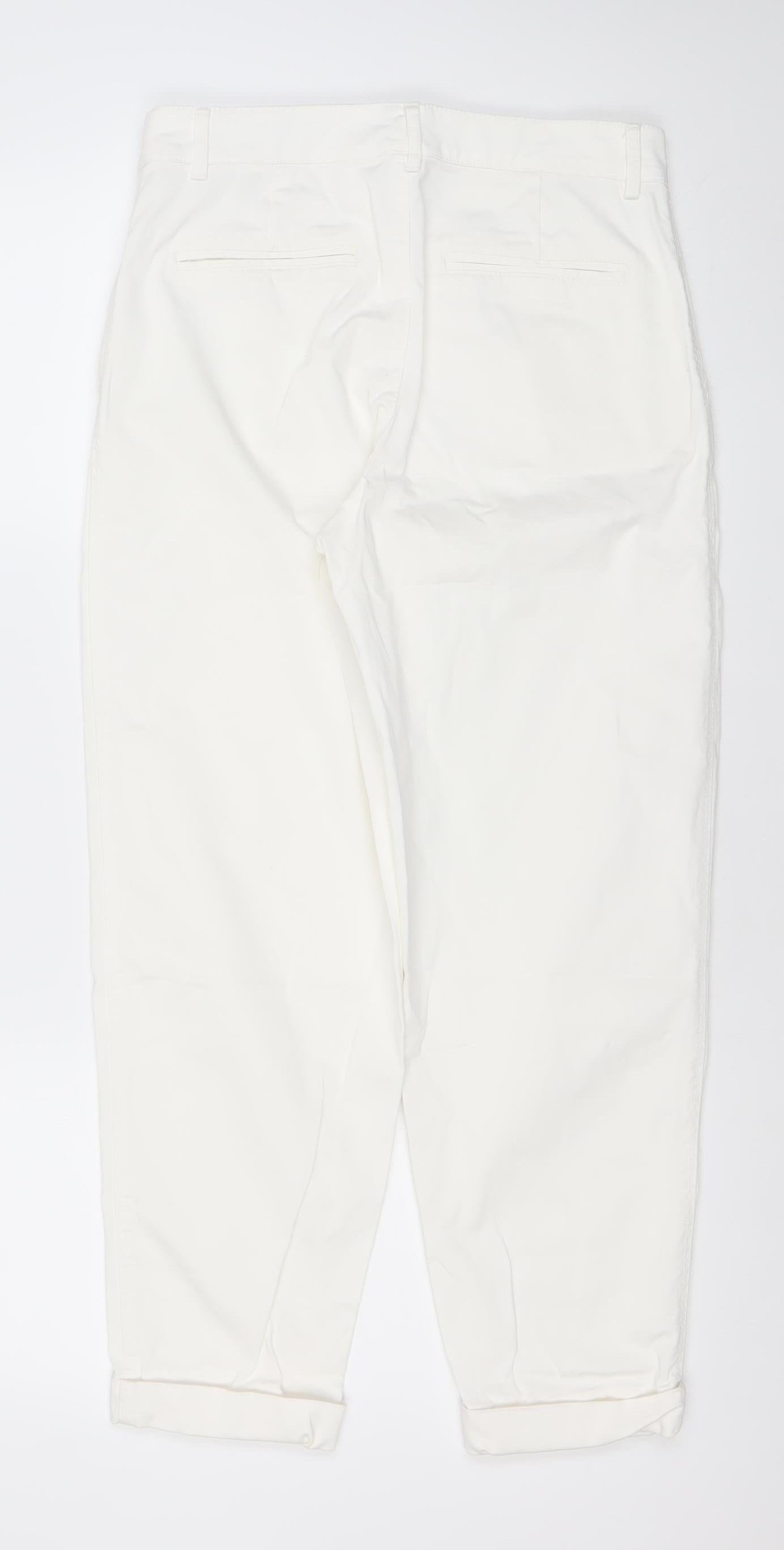 Zara Women's White Straight Leg Cotton Blend Jeans Size 8