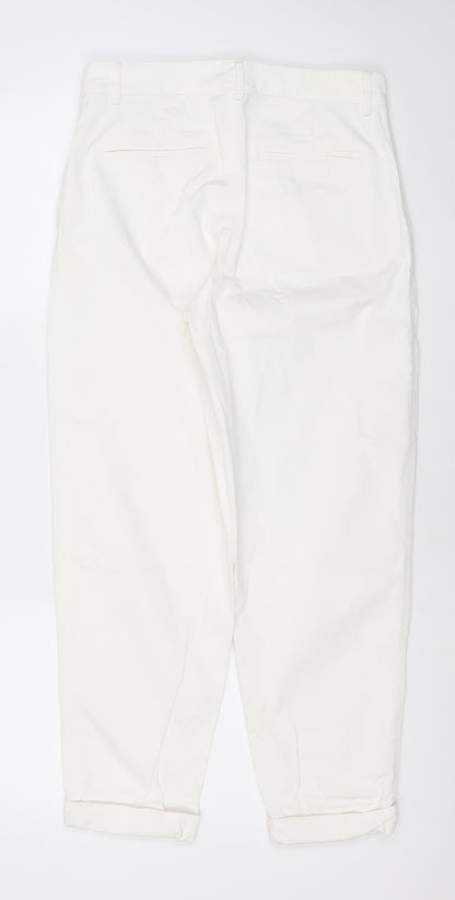 Zara Women's White Straight Leg Cotton Blend Jeans Size 8