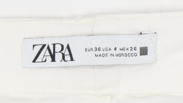 Zara Women's White Straight Leg Cotton Blend Jeans Size 8