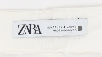 Zara Women's White Straight Leg Cotton Blend Jeans Size 8
