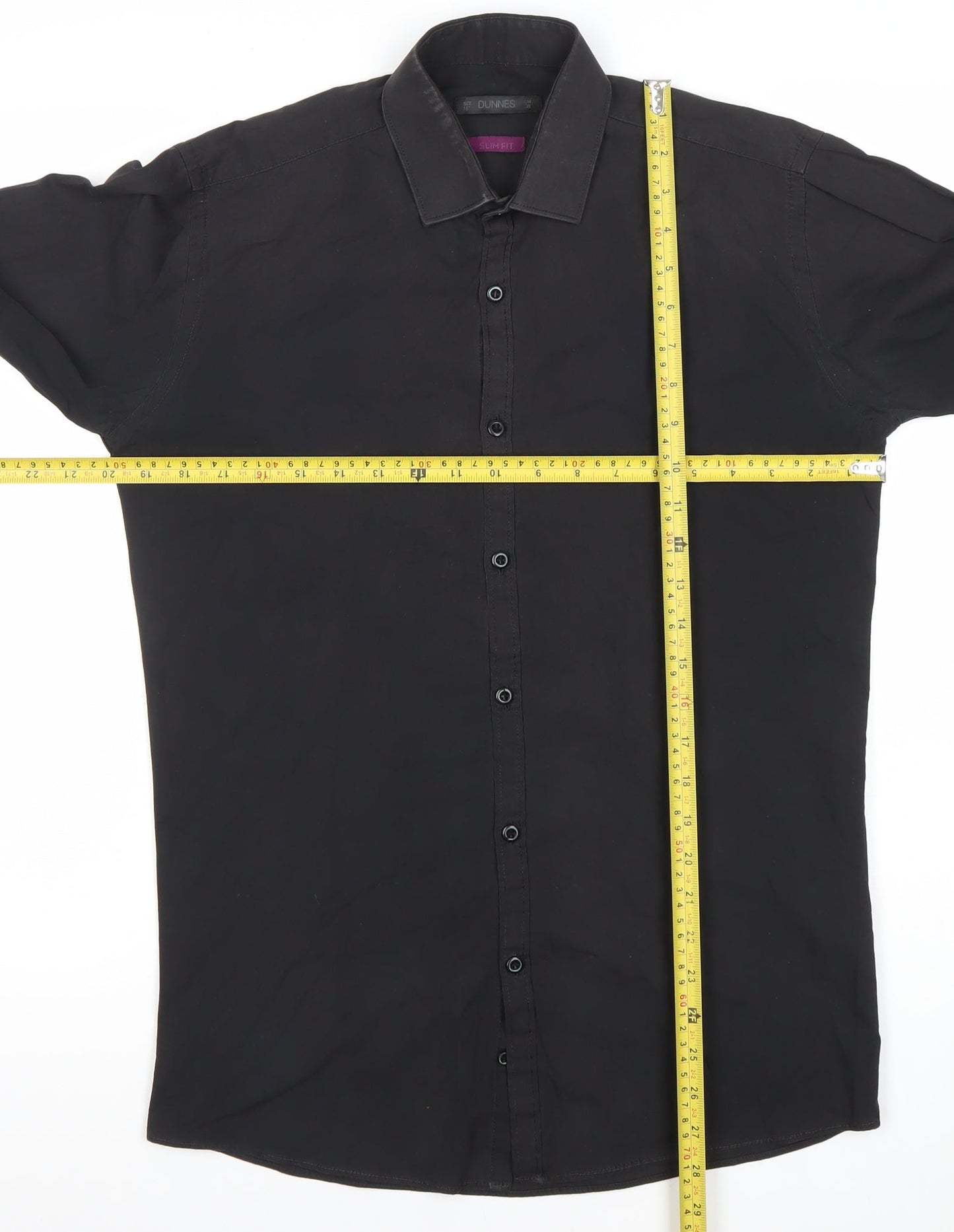 Dunnes Men Black Slim Fit Long Sleeve Cotton Blend Shirt 15in