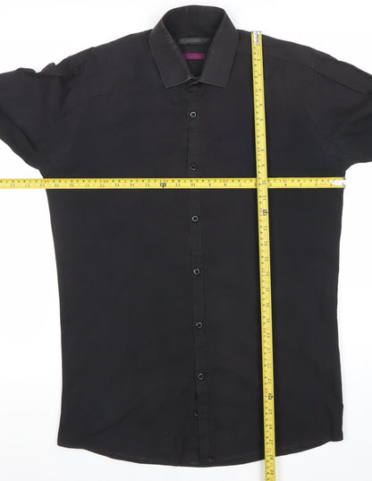 Dunnes Men Black Slim Fit Long Sleeve Cotton Blend Shirt 15in