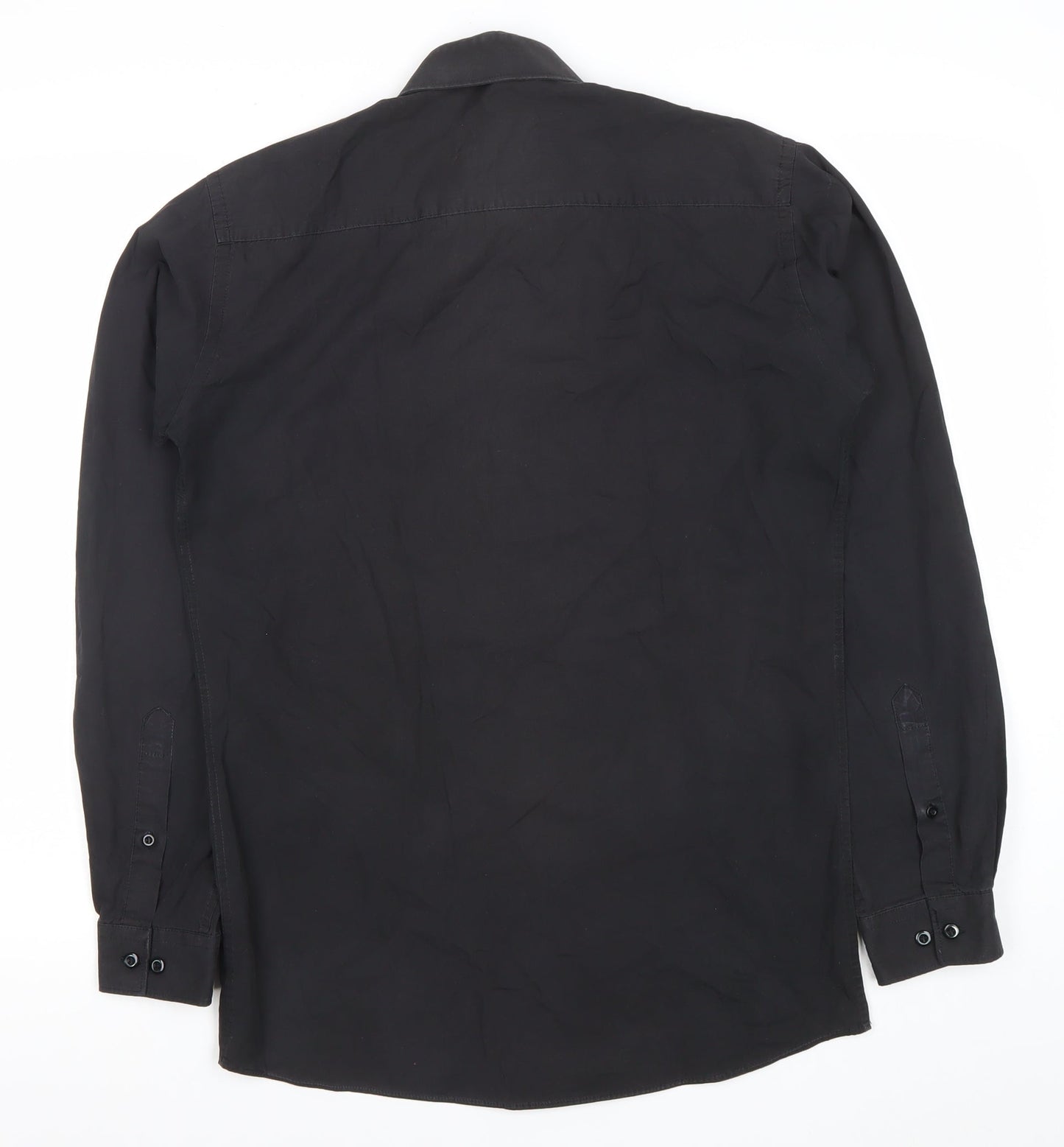 Dunnes Men Black Slim Fit Long Sleeve Cotton Blend Shirt 15in