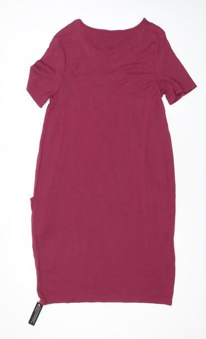 Roman Women’s Purple Studded Shift Dress Size 14 Short Sleeve Knee Length