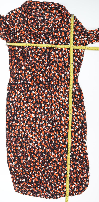 Pieces Women’s Multicoloured Midi Wrap Dress V-Neck Long Sleeve Size Regular