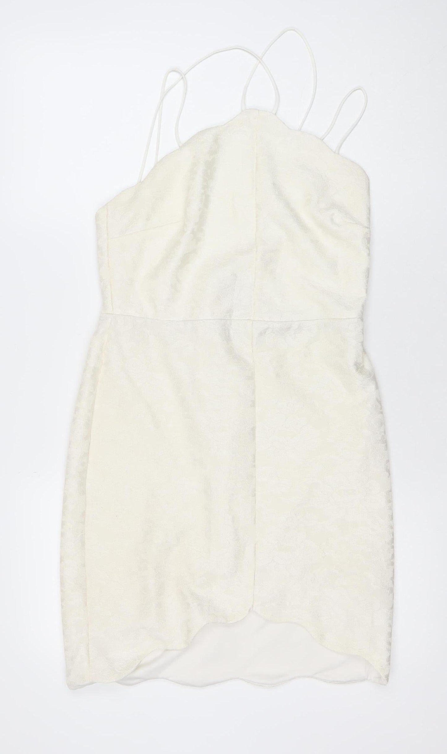 Topshop Women Ivory Size 12 Slip Dress Strappy Short Zip