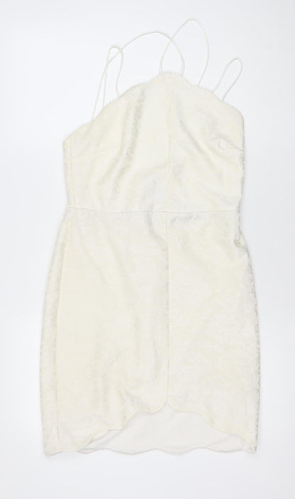 Topshop Women Ivory Size 12 Slip Dress Strappy Short Zip