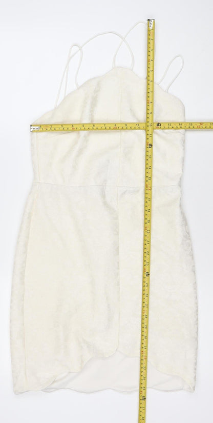 Topshop Women Ivory Size 12 Slip Dress Strappy Short Zip