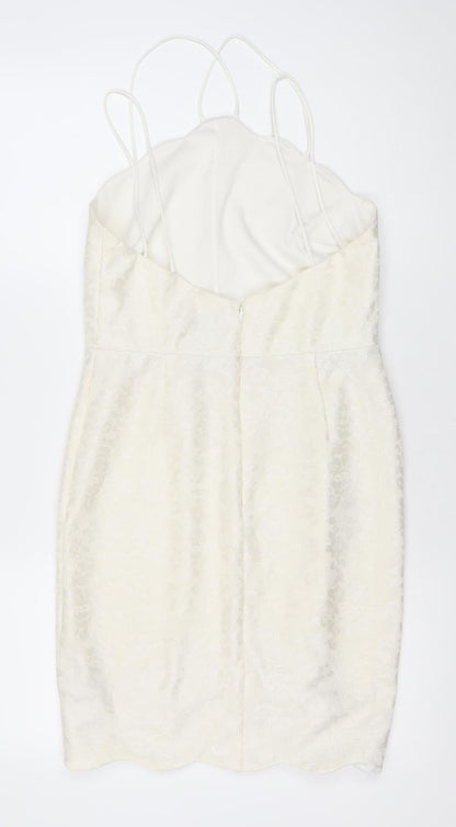 Topshop Women Ivory Size 12 Slip Dress Strappy Short Zip