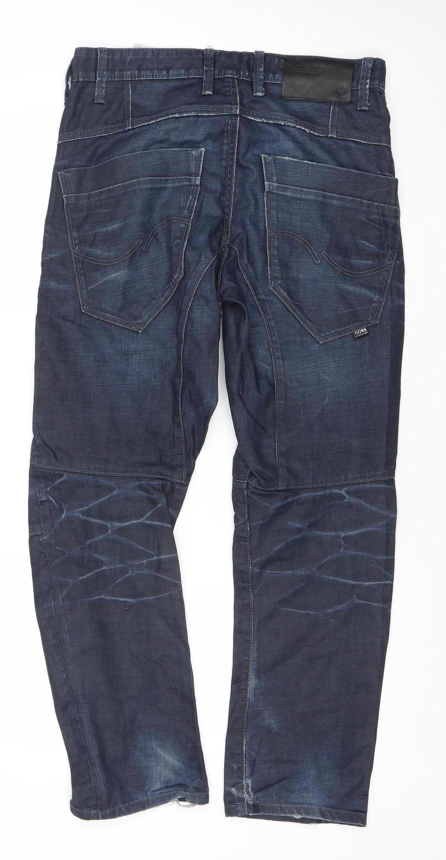 Jack & Jones Men's Blue Dark Wash Regular Fit Denim Jeans L