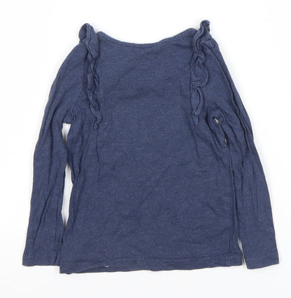 Ralph Lauren Girls Blue Long Sleeve Ruffle Logo T-Shirt 3 Years