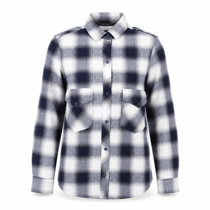 Zara Women Blue Check Cotton Button-Up Shirt Size 12