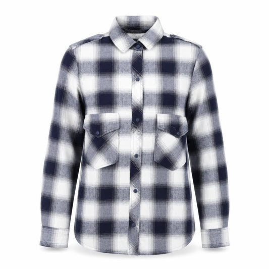 Zara Women Blue Check Cotton Button-Up Shirt Size 12