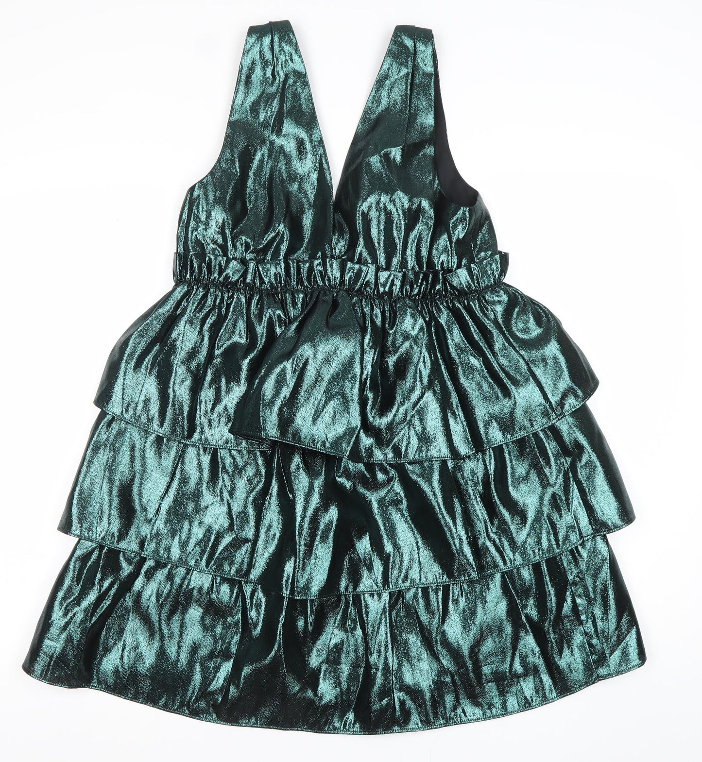 ZARA Women’s Green Velvet Ruffle Short Party Dress Size S