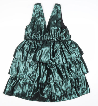 ZARA Women’s Green Velvet Ruffle Short Party Dress Size S