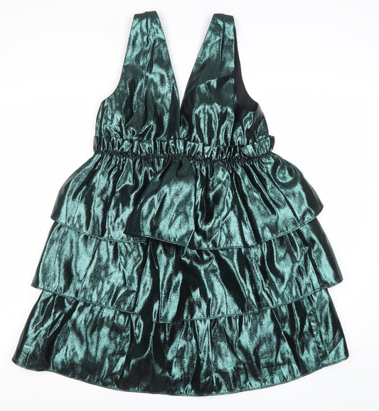 ZARA Women’s Green Velvet Ruffle Short Party Dress Size S