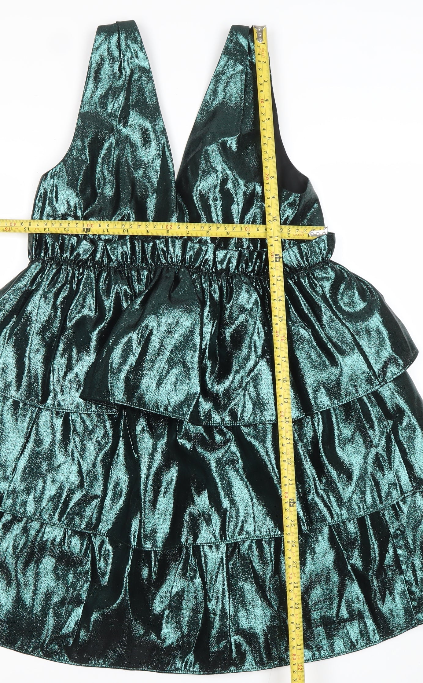 ZARA Women’s Green Velvet Ruffle Short Party Dress Size S