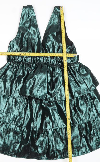 ZARA Women’s Green Velvet Ruffle Short Party Dress Size S