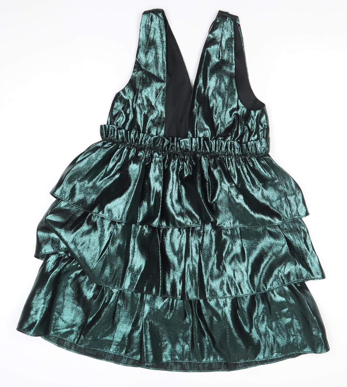 ZARA Women’s Green Velvet Ruffle Short Party Dress Size S