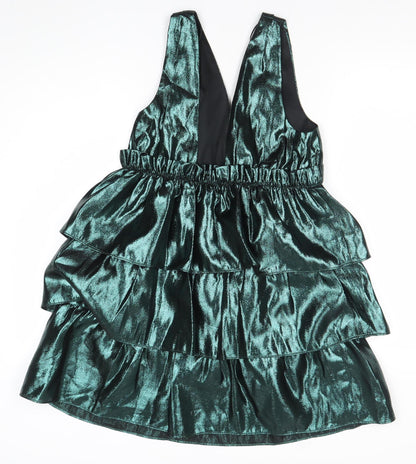 ZARA Women’s Green Velvet Ruffle Short Party Dress Size S