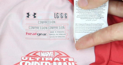 Under Armour Boys Red Spider-Man Compression T-Shirt 6 Years Athletic Fit
